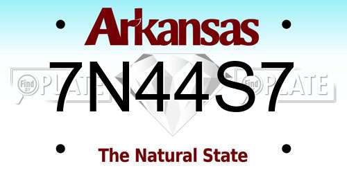7N44S7 Arkansas License Plate
