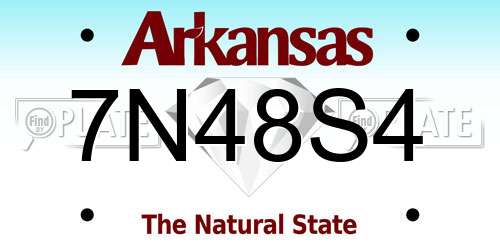 7N48S4 Arkansas License Plate