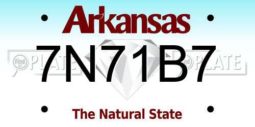 7N71B7 Arkansas License Plate