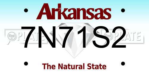 7N71S2 Arkansas License Plate