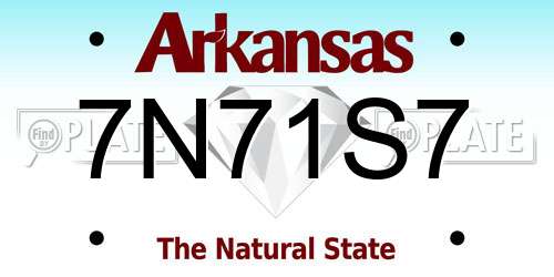 7N71S7 Arkansas License Plate