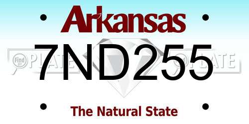 7ND255 Arkansas License Plate