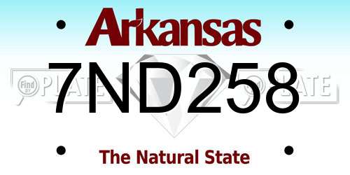 7ND258 Arkansas License Plate