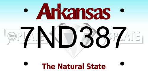 7ND387 Arkansas License Plate