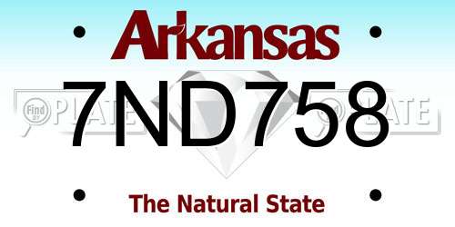7ND758 Arkansas License Plate