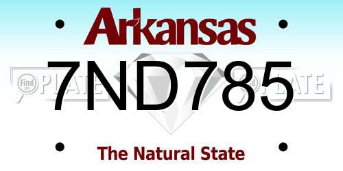 7ND785 Arkansas License Plate