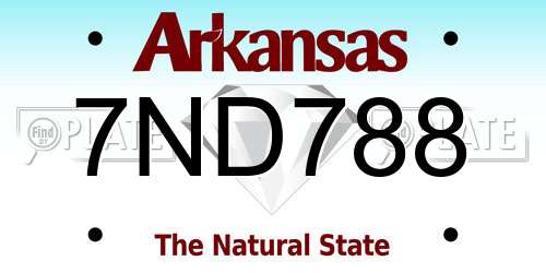 7ND788 Arkansas License Plate