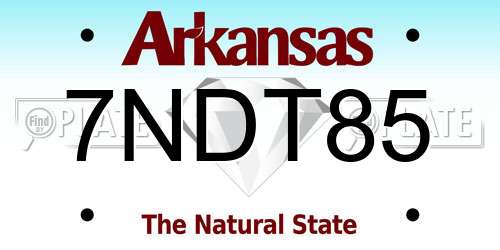 7NDT85 Arkansas License Plate