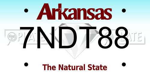 7NDT88 Arkansas License Plate