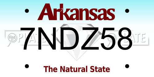 7NDZ58 Arkansas License Plate