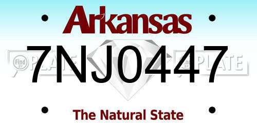 7NJ0447 Arkansas License Plate