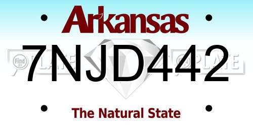 7NJD442 Arkansas License Plate