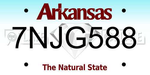 7NJG588 Arkansas License Plate