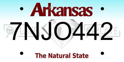 7NJO442 Arkansas License Plate