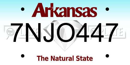 7NJO447 Arkansas License Plate