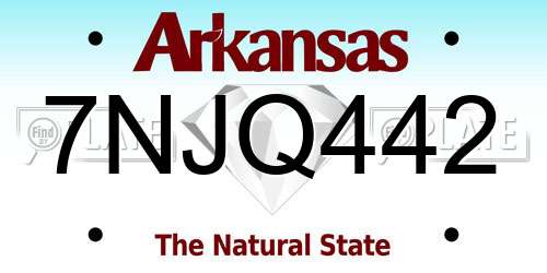 7NJQ442 Arkansas License Plate