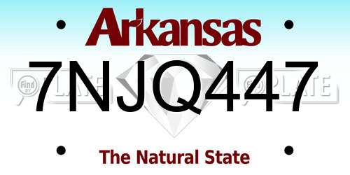 7NJQ447 Arkansas License Plate