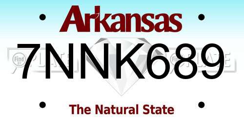 7NNK689 Arkansas License Plate