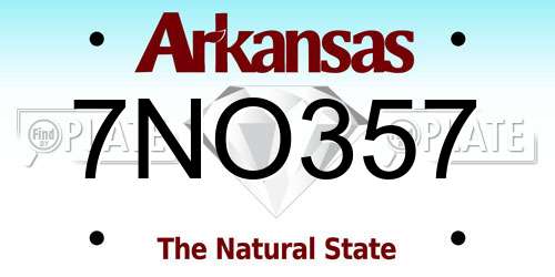 7NO357 Arkansas License Plate