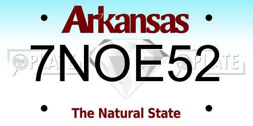 7NOE52 Arkansas License Plate