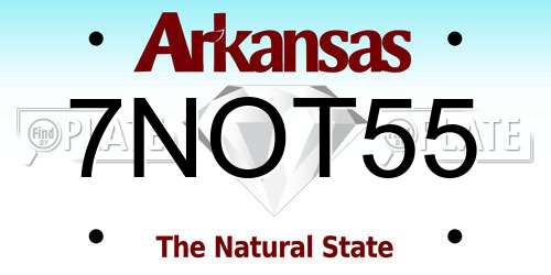 7NOT55 Arkansas License Plate