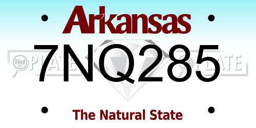 7NQ285 Arkansas License Plate