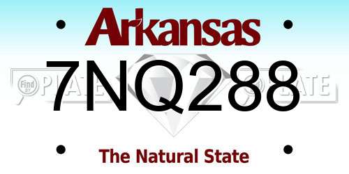 7NQ288 Arkansas License Plate