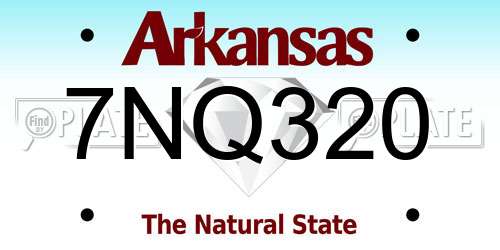 7NQ320 Arkansas License Plate