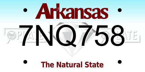 7NQ758 Arkansas License Plate