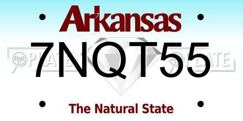 7NQT55 Arkansas License Plate
