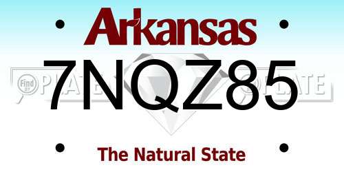7NQZ85 Arkansas License Plate