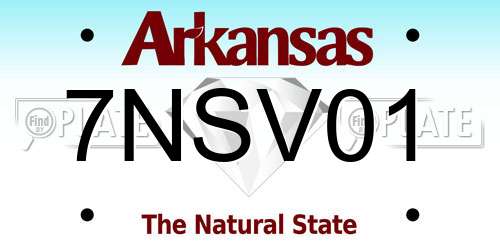 7NSV01 Arkansas License Plate
