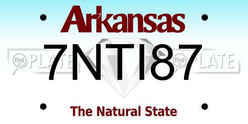 7NTI87 Arkansas License Plate