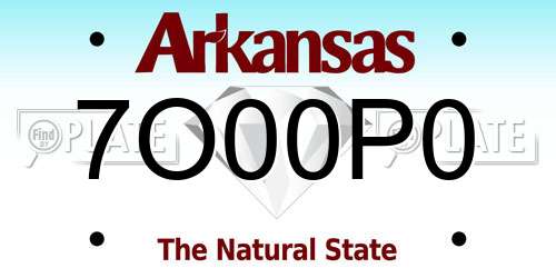 7O00P0 Arkansas License Plate