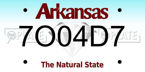 7O04D7 Arkansas License Plate
