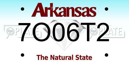 7O06T2 Arkansas License Plate