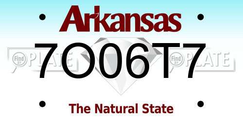 7O06T7 Arkansas License Plate