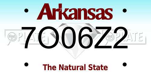 7O06Z2 Arkansas License Plate