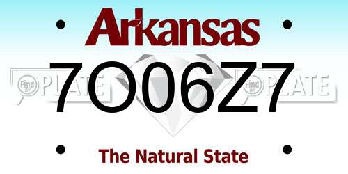 7O06Z7 Arkansas License Plate