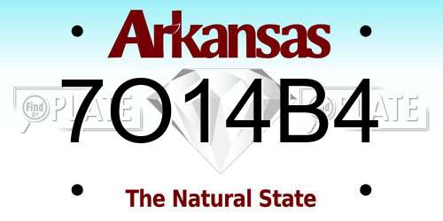 7O14B4 Arkansas License Plate