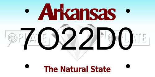 7O22D0 Arkansas License Plate