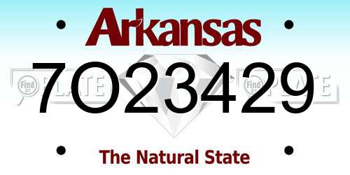 7O23429 Arkansas License Plate