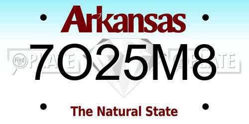 7O25M8 Arkansas License Plate