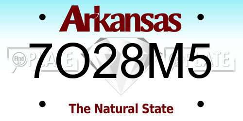 7O28M5 Arkansas License Plate