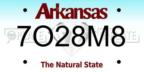 7O28M8 Arkansas License Plate