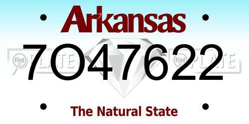 7O47622 Arkansas License Plate