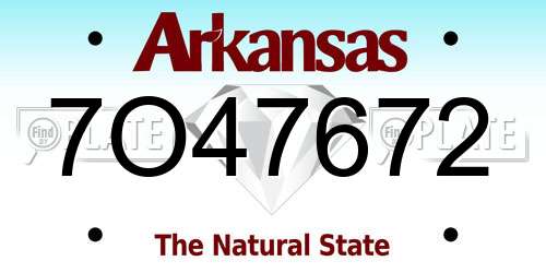 7O47672 Arkansas License Plate
