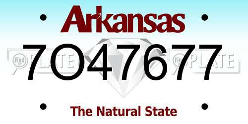 7O47677 Arkansas License Plate