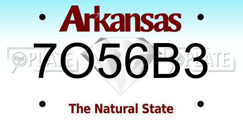 7O56B3 Arkansas License Plate