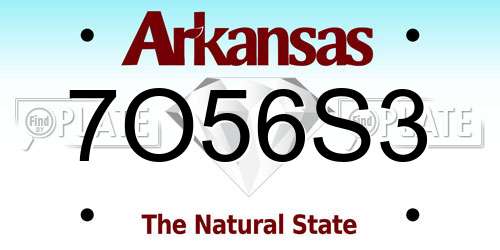 7O56S3 Arkansas License Plate